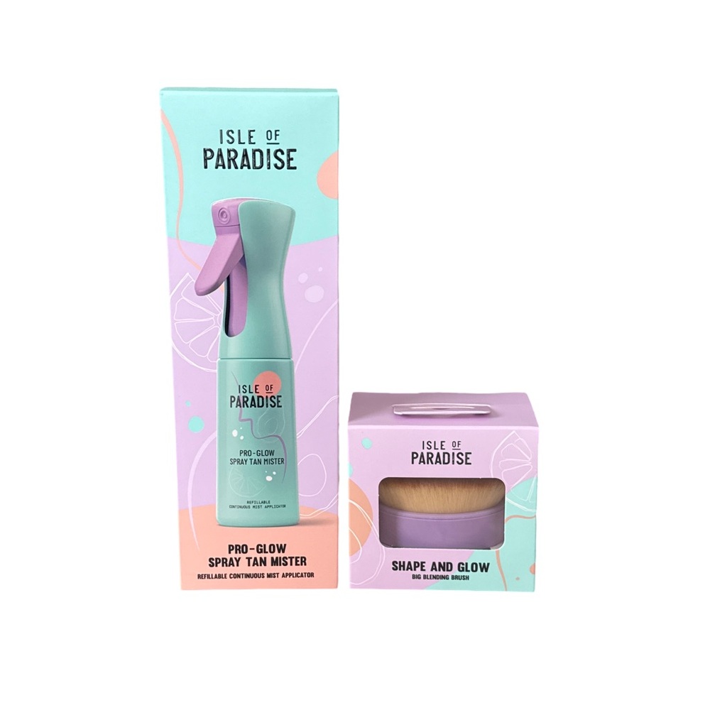 ISLE OF PARADISE Shape and Glow Big Blending Brush and Refillable Mister Set